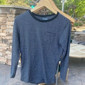 Boy’s grey and black striped long sleeve tee